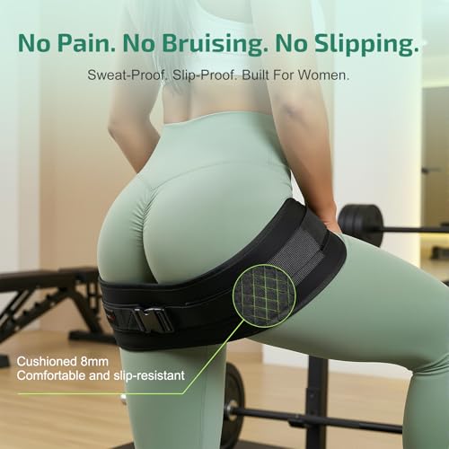 Adjustable Hip Thrust Belt for Dumbbells and Kettlebells – Non-Slip Glute Bridge Strap, Fits Up to 28.5 Inches