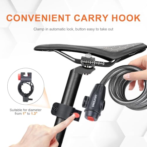 Heavy Duty Anti-Theft Bike Cable Lock 4FT Long 1/2 Inch Thick Steel Key Lock with Mounting Bracket - Variant: Steel / Key Lock