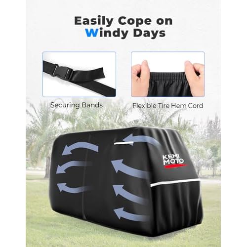 KEMIMOTO 600D Waterproof Golf Cart Cover, Universal Heavy Duty Large 6-Seater Golf Cart Rain Cover with Storage Bag Compatible with EZGO Club Car 6/4+2 Passenger, Black