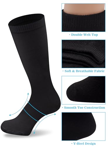 Duufin 8 Pairs Youth Men Women Football Socks Black Size 10-13 Sports Athletic Crew Socks