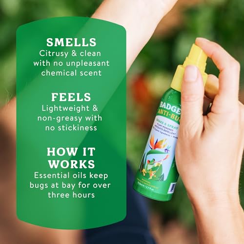 Badger Organic Bug Spray & Balm Stick Combo Pack - 4oz & 0.6oz All Natural Repellent