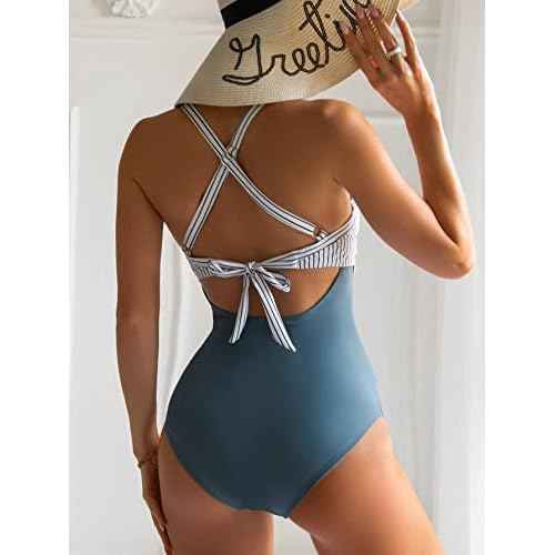 Eomenie Women's One Piece Swimsuits Tummy Control Cutout High Waisted Bathing Suit Wrap Tie Back 1 Piece Swimsuit