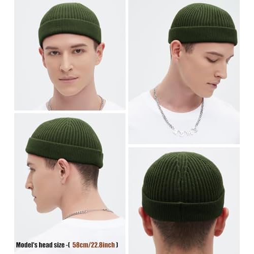 Swag Wool Knit Cuff Short Fisherman Beanie for Men Women, Spring Fall Winter Warm Hats, Trawler Skull Cap, Watch Cap