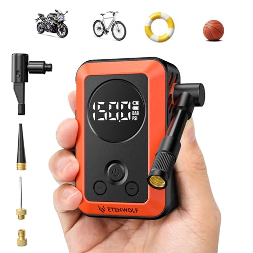 ETENWOLF Mini Bike Pump Vivid Orange - Fast Inflator with Gauge