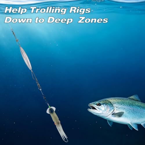 4oz Inline Trolling Lead Sinkers - Saltwater Fishing Weights 5 Pack