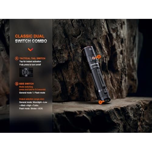 Fenix LD30R EDC Flashlight, 1700 Lumen USB-C Rechargeable for Everyday Carry Compact Tactical Duty Light with Durable Pocket Clip, Holster and Organizer