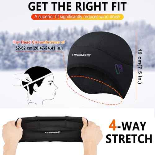 Winter Thermal Skull Cap for Men Windproof Helmet Liner with Full Ear Coverage & Eyewear Slots, Cycling Motorcycle