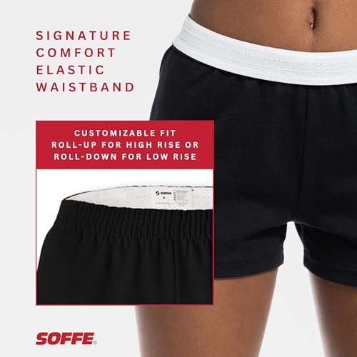 Soffe Youth Cheer Shorts – Medium / Black, 2.75" Inseam, 3 Pack