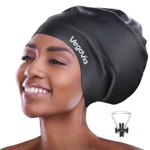 Large Swim Cap for Braids and Dreadlocks, Waterproof Silicone Swimming Cap for Women Men Adult Long Hair to Keep Hair Dry