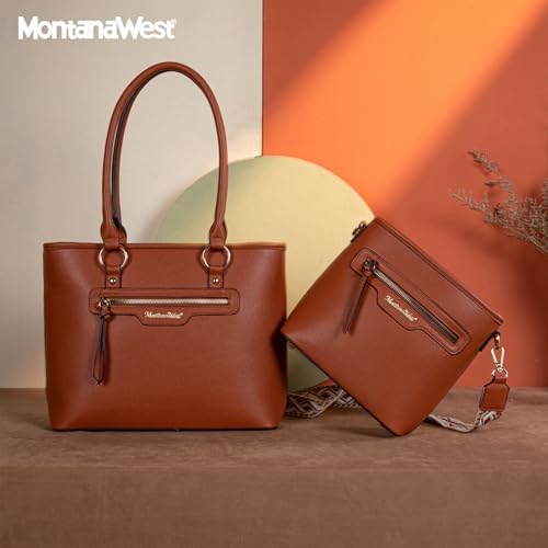 Montana West 2-Piece Tote Bag & Crossbody Set - Brown