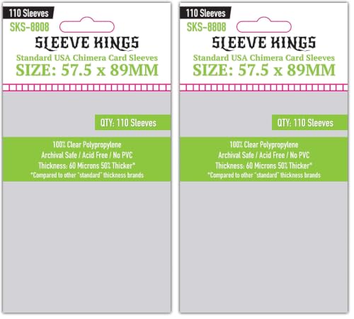 Medium Size Card Sleeves 57.5 x 89 mm - Clear 60 Micron Pack of 2 for Board Games