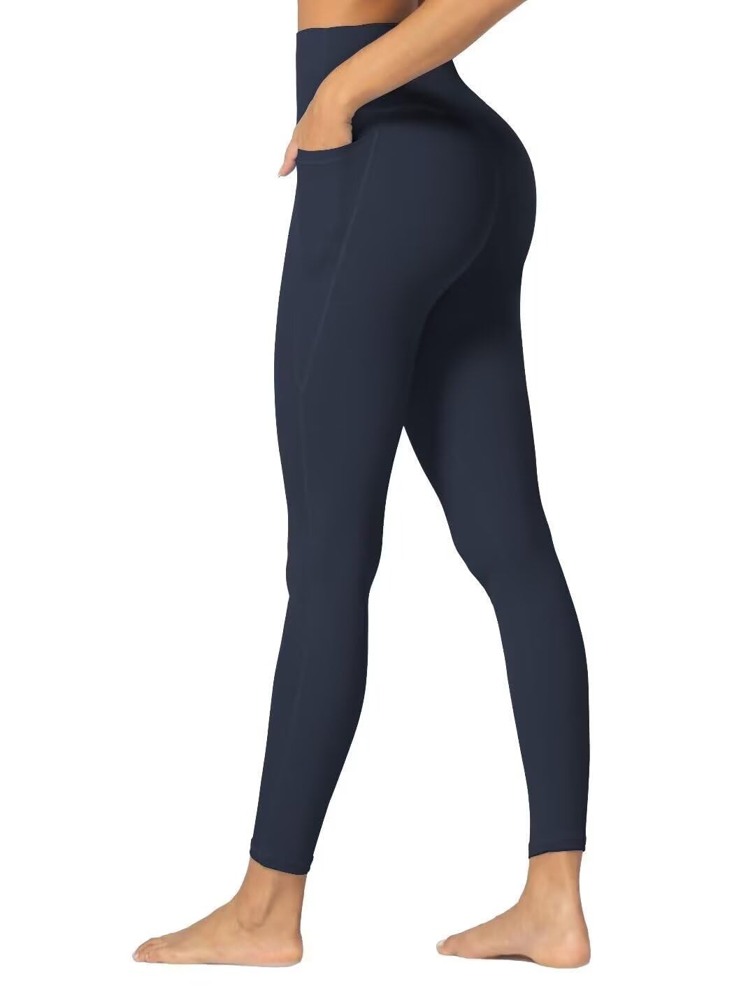 Sunzfly Hidden Butt Scrunch Workout Leggings with Pockets for Women, High Waisted Gym Yoga Pants with Tummy Control 25" Ash Blue Medium