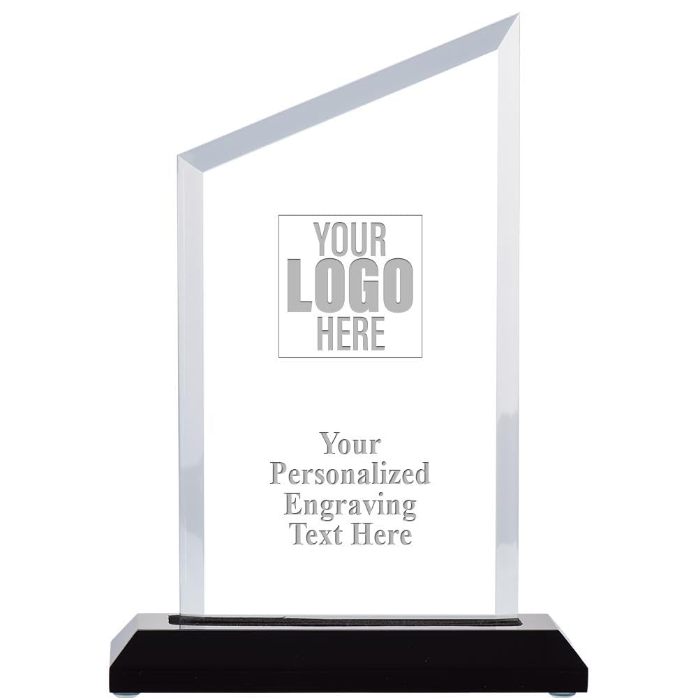 Crown Awards Custom Logo Corporate Award, 6.3" H Incline Slant Skyline Recognition Acrylic Trophy Includes Free Custom Art and Personalized Engraving Prime