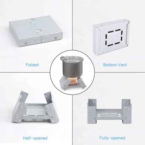 Solid Fuel Tablet Pocket Stove, 2 PCS Backpacking Folding Pocket Stove Outdoor Travel Portable Stove Ultralight Alcohol Camping Stove For Hiking, Camping