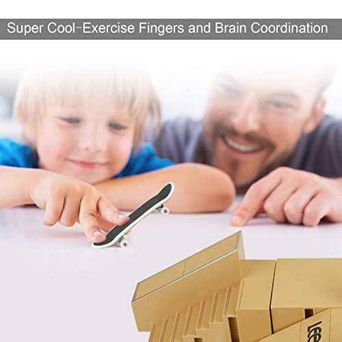 Skate Park Kit, Bigger Skate Park Kit Ramp Parts for Finger Skateboard Fingerboard Ramp Skate Park Kit Part Training Props with 3 Finger Decks 2 Finger Bike A Pair Skates Scooters