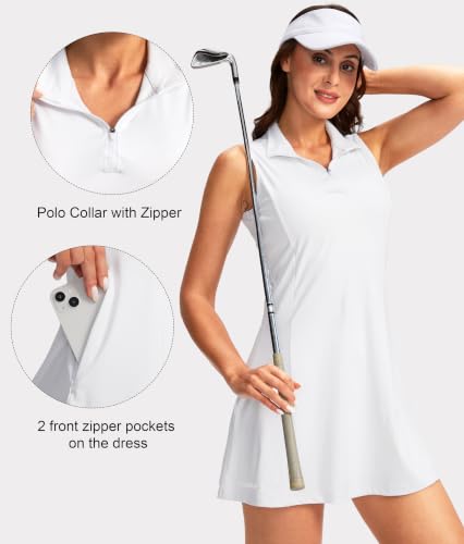 Viodia Women's Tennis Golf Dress with Shorts - Medium White
