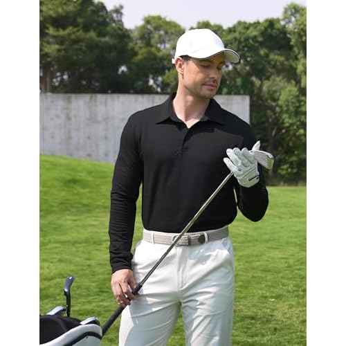 COOFANDY Mens Polo Shirts Long Sleeve Casual Lightweigt Golf Polos Button Collared Tshirt