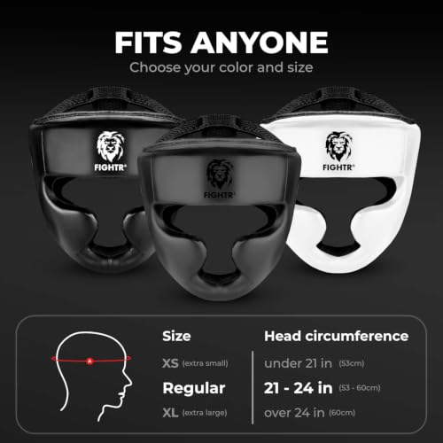 Black Boxing Headgear with Adjustable Fit for MMA Muay Thai Kickboxing - Standard