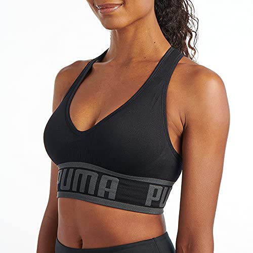 Women's Seamless Padded Sports Bra - Black, Medium Support