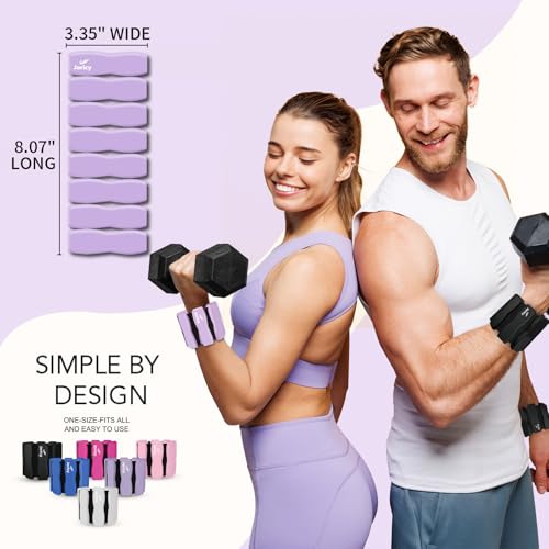 Purple 4lb Pair Ankle Wrist Weights for Men Women - Adjustable Fitness Resistance Bands
