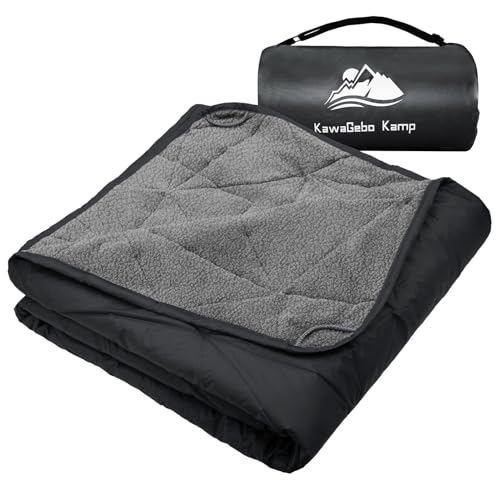 Black Large Waterproof Outdoor Blanket 80" x 58" | Thick 350 GSM Fleece, Windproof