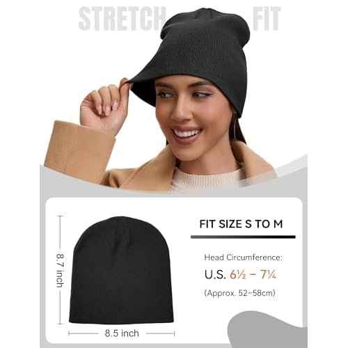 100% Cotton Beanie Hat for Men Women - Soft Unisex Winter Knit Skull Cap, Stretch Fit Fashion Fisherman Beanie