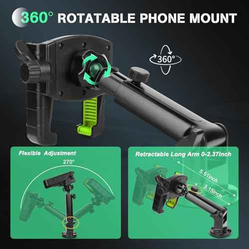 Hikeen Kayak Phone Holder, 360¡ÆAdjustable Phone Holder with Long Arm, Kayak Fishing Accessories, Kayak Phone Mount Compatible with Smartphone from 4''-7''£¨1Pack£©