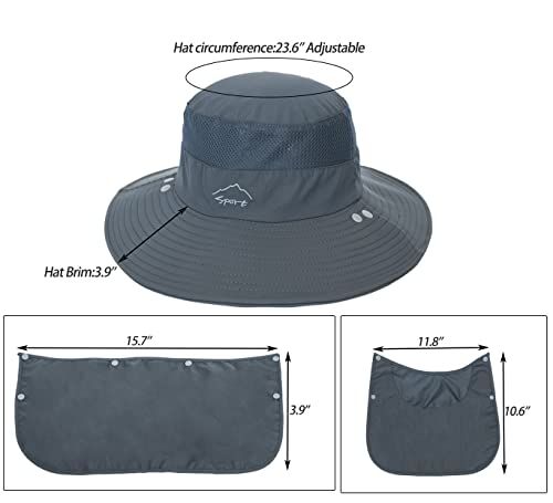 Men's 3-in-1 Sun Fishing Hat Outdoor Boonie Cap - Dark Grey, One Size
