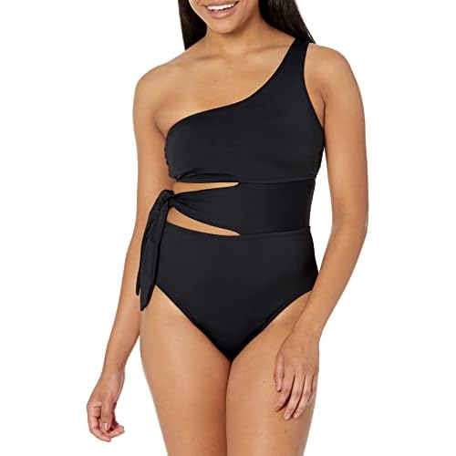 La Blanca Women's One Piece Swimsuit Cutout Single Shoulder Tummy Control Island Goddess Bathing Suit