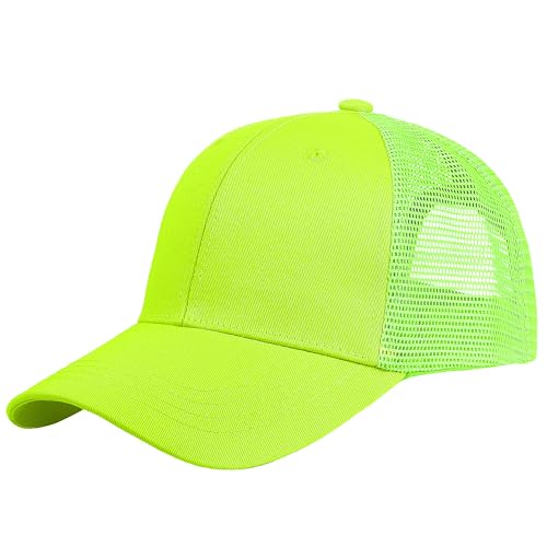 Falari Neon Green Trucker Hat Baseball Cap 6 Panel Adjustable One Size