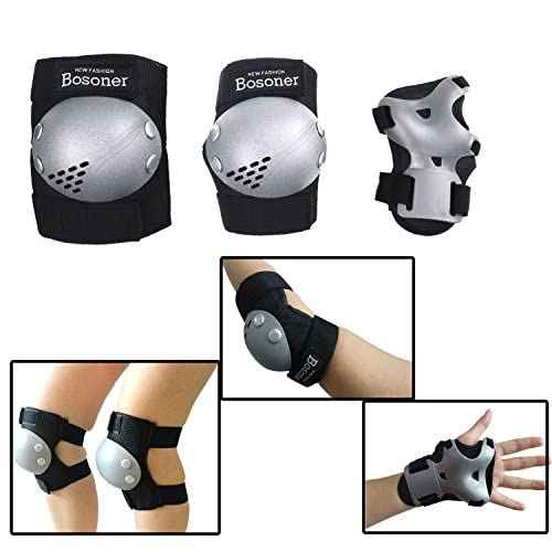 BOSONER Kids/Youth Knee Pads Elbow Pads Wrist Guards Set for 3-15 Years, Child Protective Gear Set for Roller Skates, Cycling, BMX Bike, Skateboard, Inline Skating, Scooter Riding Sports¡¦