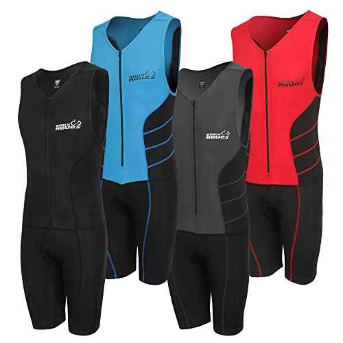 Triathlon Suit Men Racing Tri Cycling Skin Suit Sleeveless - Bonus Race Bib Belt
