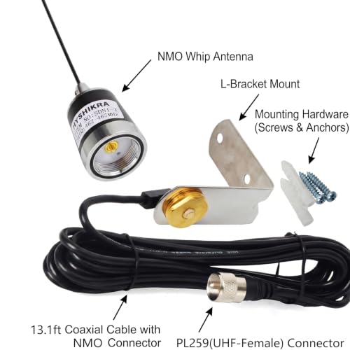 UHF GMRS NMO Antenna with Mounting Bracket and 13.1ft Coaxial Cable