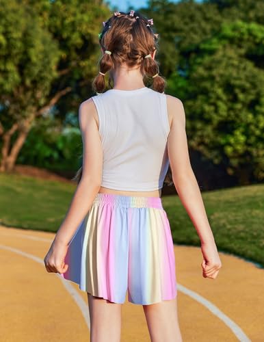 Rainbow Girls Butterfly Shorts with Pockets 2-in-1 Skorts for 9-10 Years