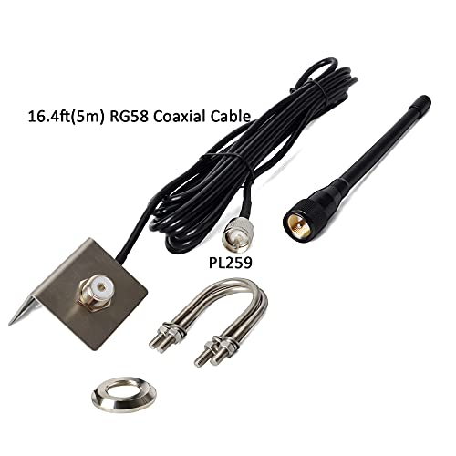 Marine VHF Antenna 156-163MHz with 16.4ft Coax Cable - Low Profile, Durable, Omni-Directional