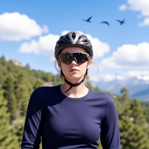 SEKKAF Polarized Sports Sunglasses for Men Women Black UV Protection Lightweight Running Cycling