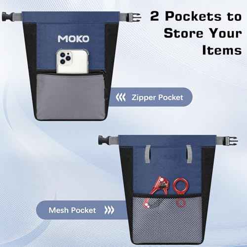MoKo Chalk Bag for Rock Climbing, Large Capacity Climbing Chalk Bag with Magnetic Snap and Zipper Pocket, Portable Chalk Bucket for Rock Climbing, Weight Lifting, Bouldering, Gymnastics, Fitness
