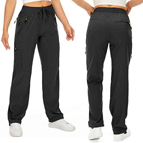 Womens Hiking Pants Quick Dry UPF 50 Lightweight Travel Golf Cargo Safari Pants Zipper Pockets