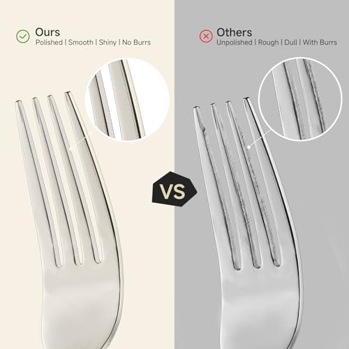 Silverware Set for 8 - 40 Piece Heavy Duty 18/10 Stainless Steel Flatware with Knives Forks & Spoons - Mirror Finish, Dishwasher Safe, Variation: Silver
