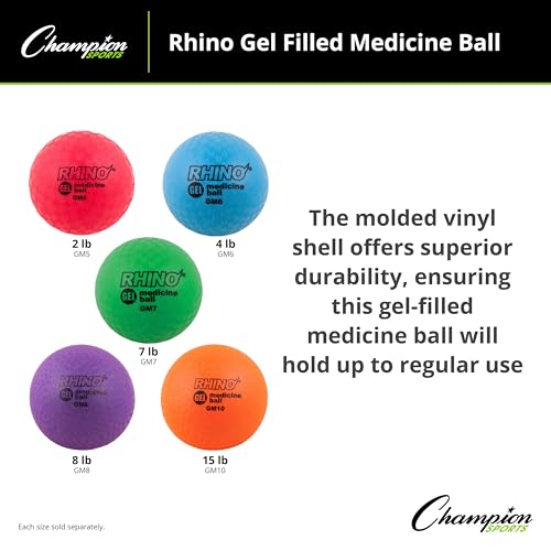 7 LB Green Gel Filled Medicine Ball for Strength & Rebounder Training