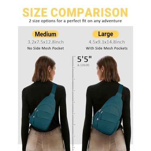 Crossbody Bags for Women, Sling Bag for Men, Small Hiking Backpack Anti Theft Lightweight for Outdoors Travel £¨M, Teal Blue£©
