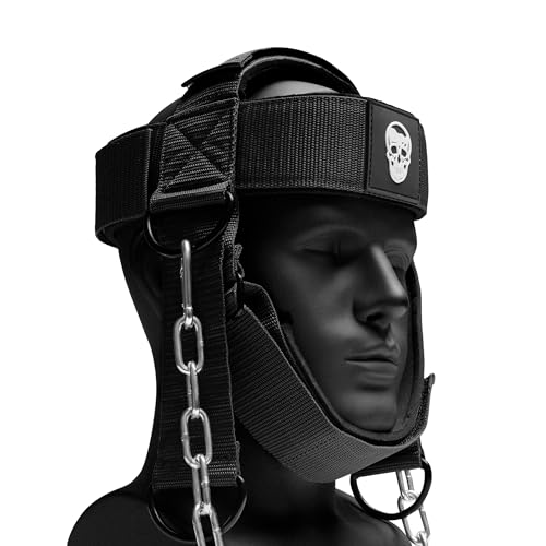 Gymreapers Neck Harness Weight Lifting - Black, Adjustable Stainless Steel Chain
