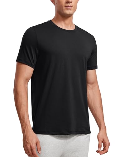 Large Black Non-Clingy Crewneck T-Shirt for Yoga & Casual Wear