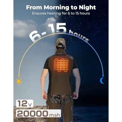 KEMIMOTO Mens Heated Camo Vest with 12V 20000mAh Battery, Silent Fabric for Hunting Hiking