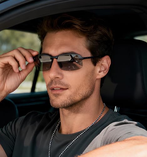 YIMI Polarized Photochromic Safety Sunglasses - Black Frame for Men Women Day Night