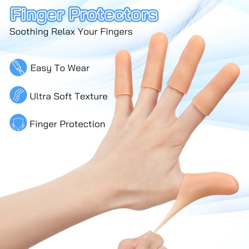 Skin Color Reusable Gel Finger Cots 30 Pcs Silicone Finger Protectors