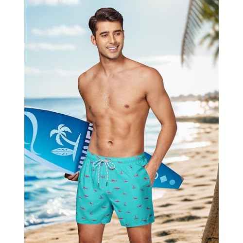 Swim Trunks Mens 5 Inch Inseam Compression Liner Short Men Bathing Suit Lined Swimming Shorts Men's Swim Suits