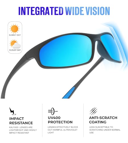 Men's Polarized Sports Sunglasses UV Protection - Black, Ice Blue & Multicolor A02