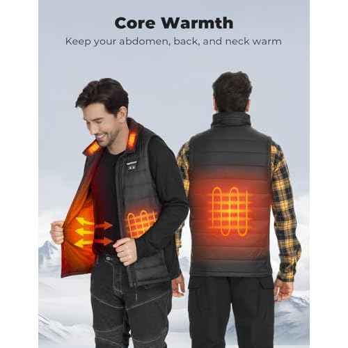 KEMIMOTO Lightweight Heated Vest for Men with Battery, Heated Rechargeable Hunting Vest, Gift for Men Winter