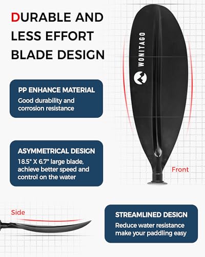 Adjustable Carbon Fiber Kayak Paddle 86-94 inch Lightweight & Durable Black